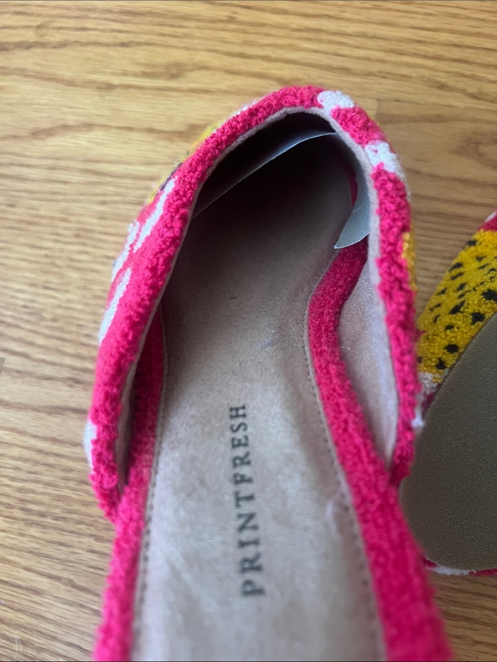 Printfresh Pink & Yellow spotted Leopard Terry Crochet Mules Flats New 8 - Picture 6 of 7